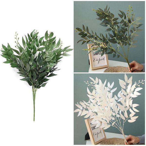 

artificial white flower plant wedding bouquet decoration silk home vase decor willow leaf green grass fake flowers decorative & wreaths