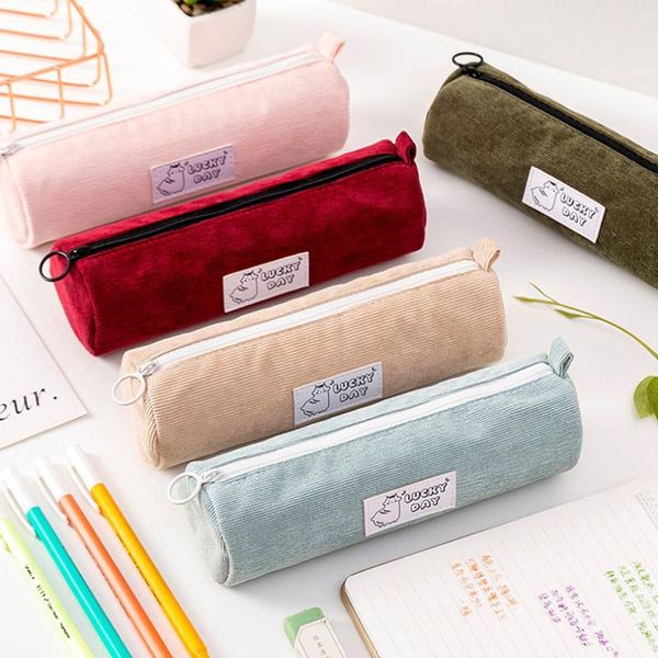 

pencil cases case korean school stationery trousse scolaire student kawaii corduroy pen creative cute bags