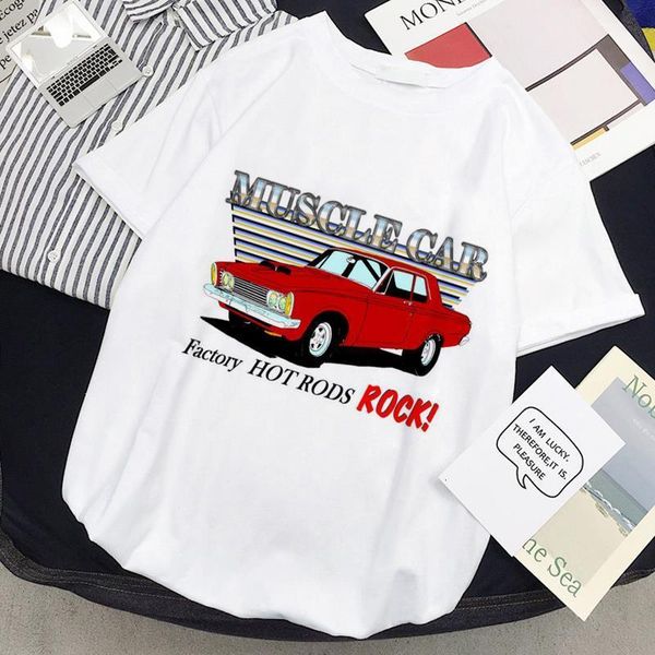 

2021 new graphic vintage car tshirt harajuku oversized t-shirt short sleeve summer cool tees casual streetwear women white