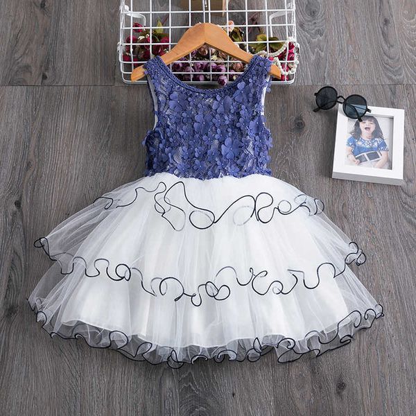 Sommer Baby Mädchen Ballkleid Blumenblätter Hochzeitskleid für Mädchen Weste Vestido Bogen-knoten Krawatte Design Kinder Party Kleidung 3-5-8Years Q0716