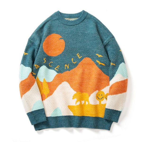 

men's sweaters male korean fashions o-neck sweater winter warm couple knitwear pullover 2021 men sun vintage women casual harajuku clot, White;black