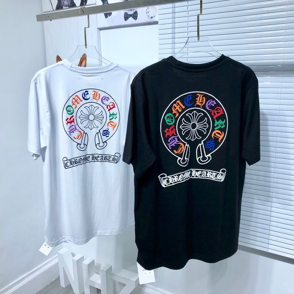 

ch 2021ch summer new leather ch color cross sanskrit short sleeve t-shirt, White