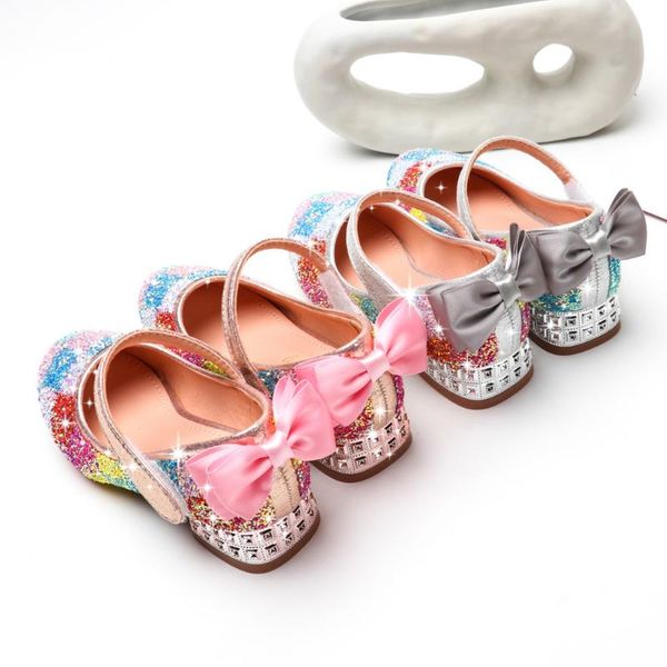 

sneakers girl's crystal princess shoes soft soles perform dance sandals single shoe hook & loop bling est summer kids, Black;red