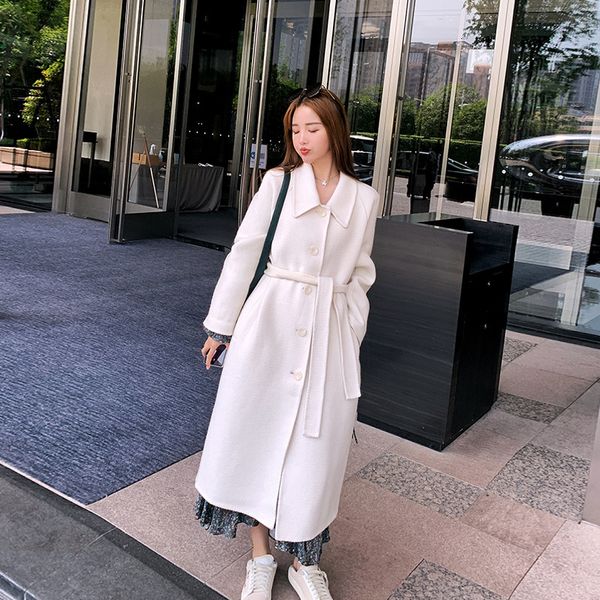 

women's jackets double-face d snow ball long-cut wool coat temperament loose cashmere autumn female clothes, Black;brown