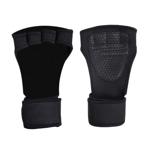 

pair of breathable nylon sports wrist hand palm support brace workout training neoprene grip protectors with adjustable t, Black;red