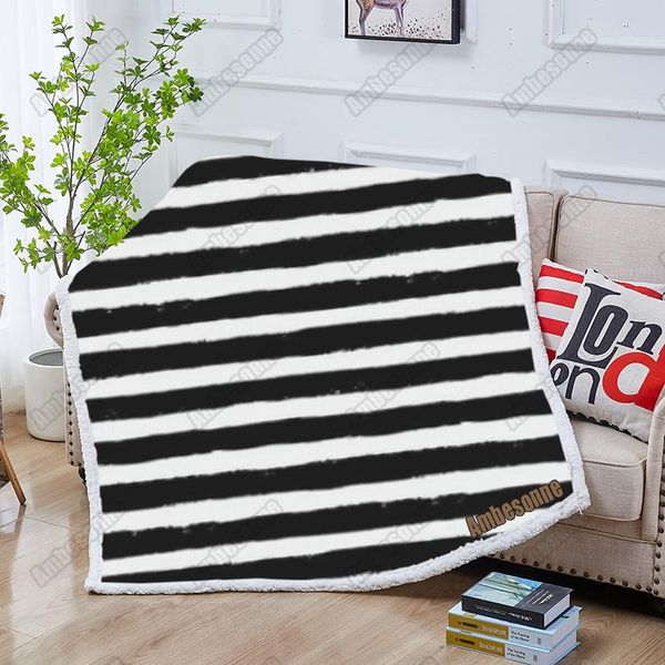 

blankets black and white stripes blanket summer thin fleece kids for beds outdoor picnic custom