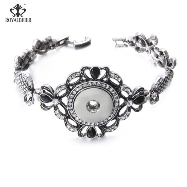 

charm bracelets royalbeier est stainless steel rhinestone bracelets&bangle 18mm button jewelry for women love charms wholesale sz0527, Golden;silver