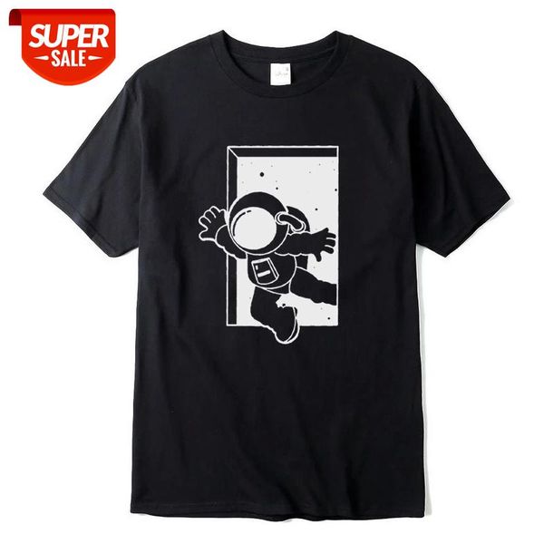 

xin yi men 100% cotton men cool t shirt casual short sleeve funny astronaut print t shirt summer mens tee shirts o-neck t-shirt #zv7o, White;black