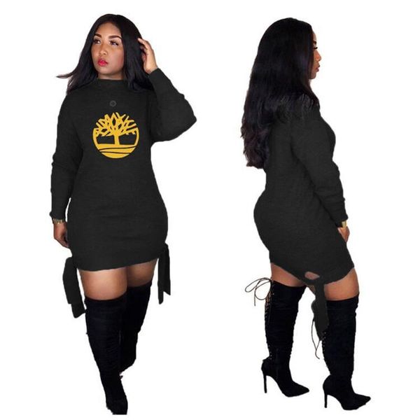 

casual dresses print for women 2021 bodycon mini dress long sleeve bandage streetwear fashion clothes vestidos factory wholesale, Black;gray