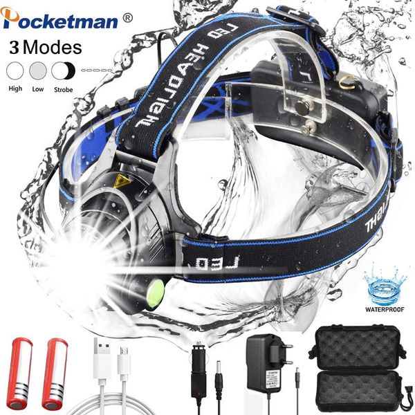

headlamps 8000lumen led headlamp l2/t6 zoomable headlight head torch head lamp by 18650 battery for fishing hunting