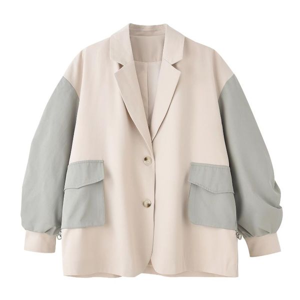 

women's suits & blazers spring autumn suit jacket for women fashion splice drawstring loose casual elegant korean blazer lady coat 0910, White;black