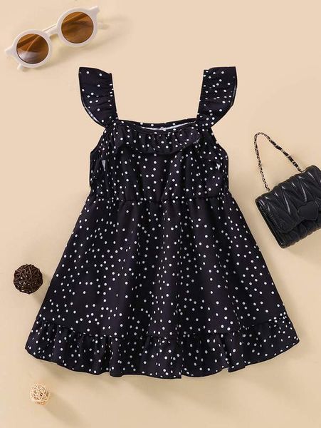 

baby polka dot print ruffle trim dress she, Red;yellow