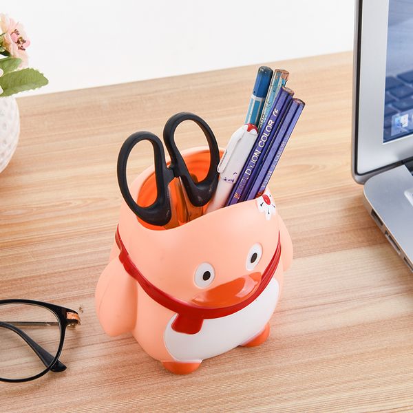 

nice cartoon penguin with suction multifunctional toothbrush holder wall bathroom deskstorage pen stand