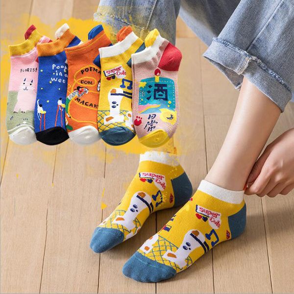 

spring summer cartoon low cut women's socks & hosiery flw061 fashion lady gift college style thin stockings, Black;white