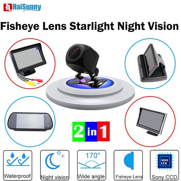 

car video haisunny full hd reversing camera system with fisheye lens starlight night vision players mirror monitor