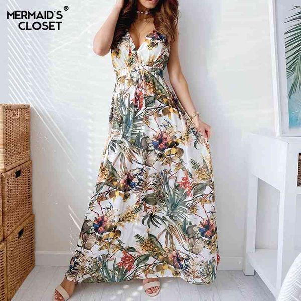 

casual dresses summer sleeveless long maxi print dress women v neck beach holiday sundress bohemian female a line party vestidos 5, Black;gray