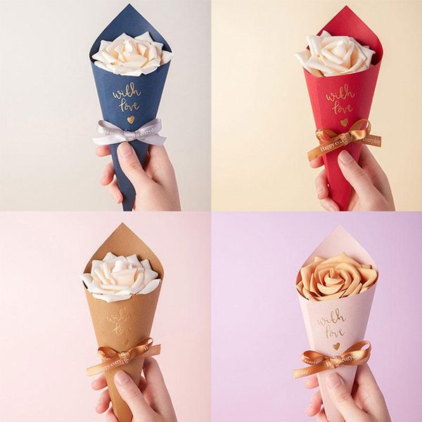 

gift wrap candy box cone style romantic flower bow bag wedding party present favors for guests creative packaging bags