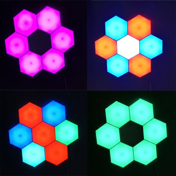 

wall lamp quantum light touch sensor night lights led hexagon magnetic modular creative home decor color