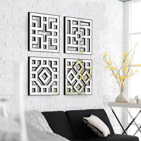 

morden wall mirror square mirrored decor fretwork art d-f1308 mirrors1