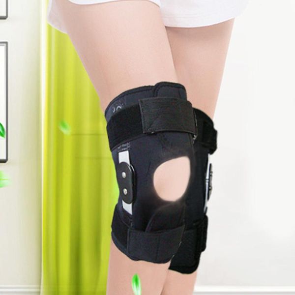 

elbow & knee pads climbing soft outdoor sports running pad joint brace protector double hinged ergonomic adjustable aluminum alloy, Black;gray