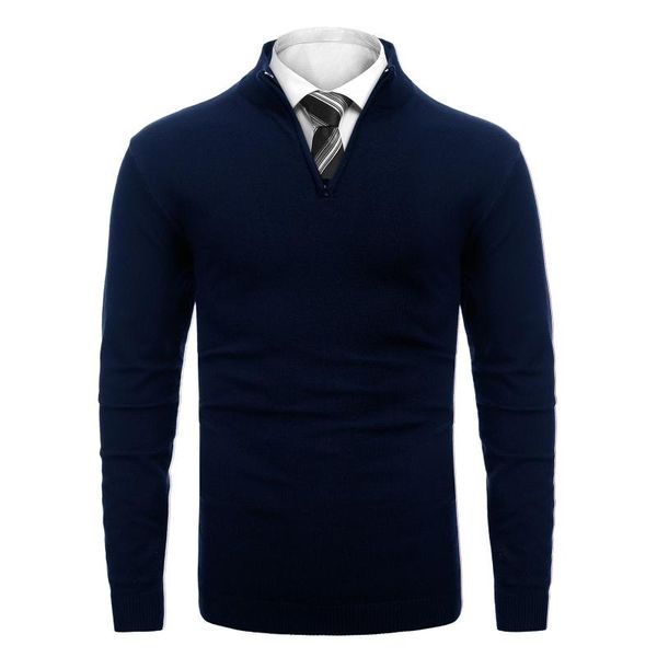

men's sweaters 2021 fashion autumn and winter solid color high-neck zipper long-sleeved sweater clothing business office jumper #t3g, White;black