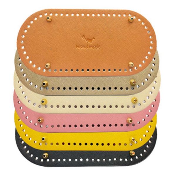 

12*25cm long oval bottom for knitted bag pu leather bag accessories handmade bottom diy crochet pad women handbag, Black