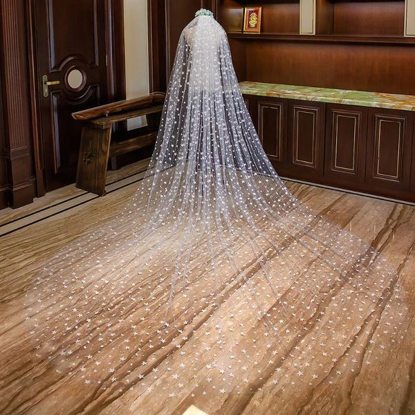 

bridal veils wedding accessories 4 meters pentagram veil lace cathedral was10151, Black