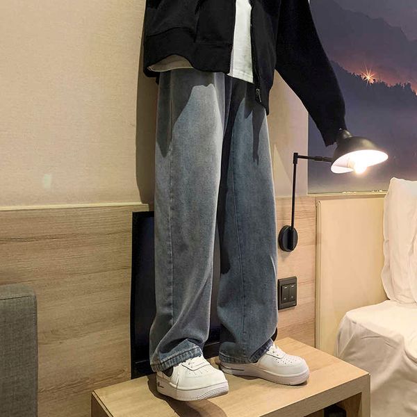 

men fashion loss straight 2021 spring brain new woman casual mans streetwear korean style hip hop jeans, Blue