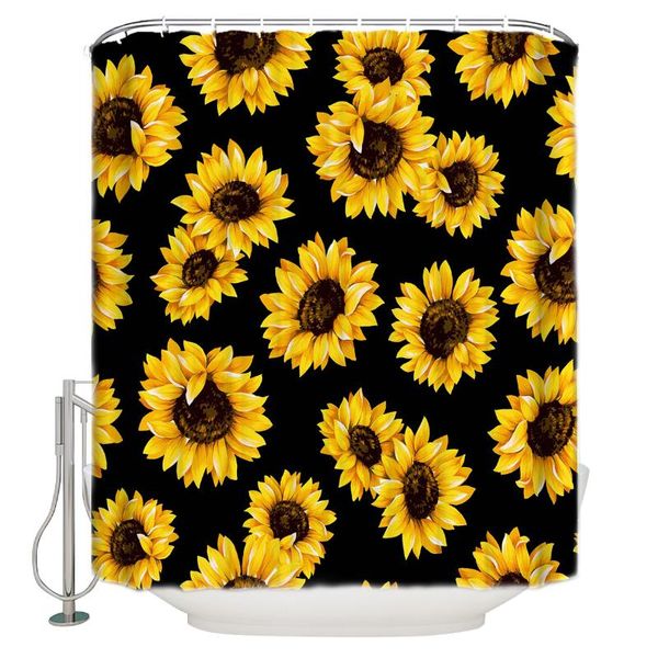 

shower curtains curtain waterproof polyester fabric sunflower plant natural yellow