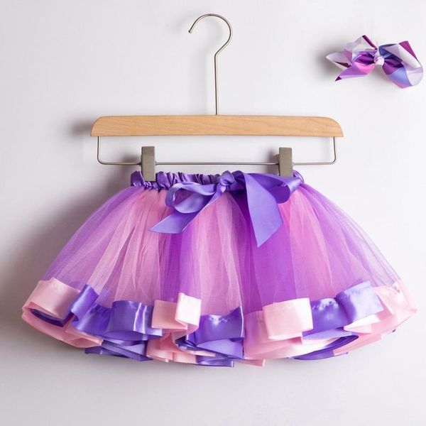 

skirts baby girls tutu mesh princess party rainbow tulle dance ballet kids performance costume casual for 2-7years1, Blue