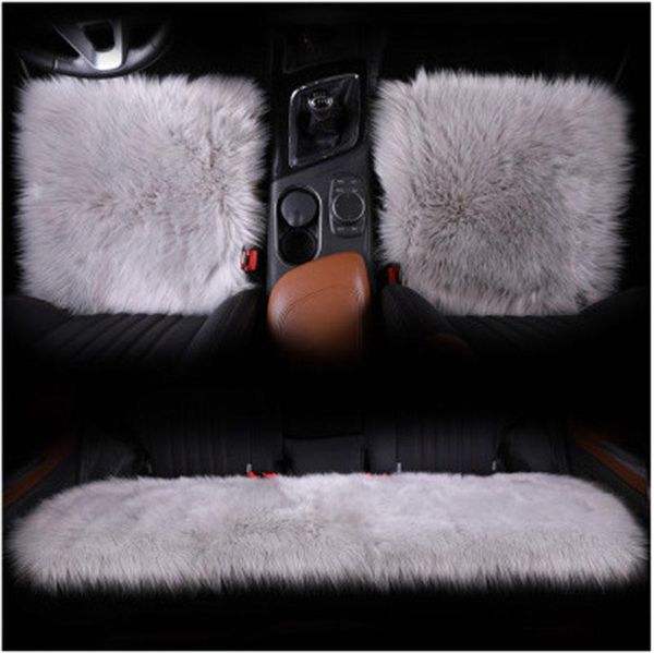 

car seat covers 3pcs/set fiber faux auto seats cushion long plush winter warm mats