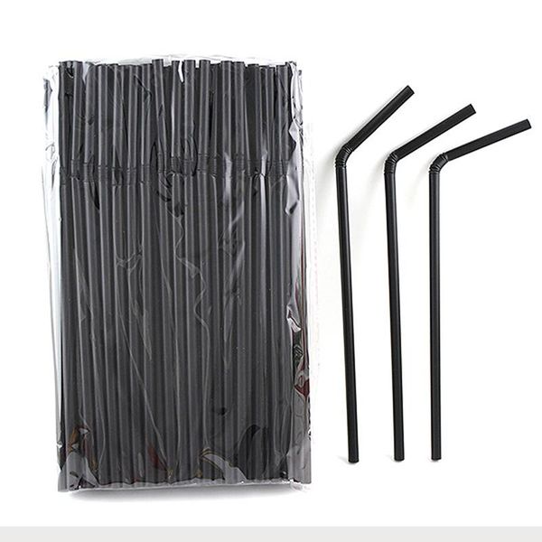 

drinking straws 100pcs/21*0.6cm black cocktail bendy plastic drink for beverages party event