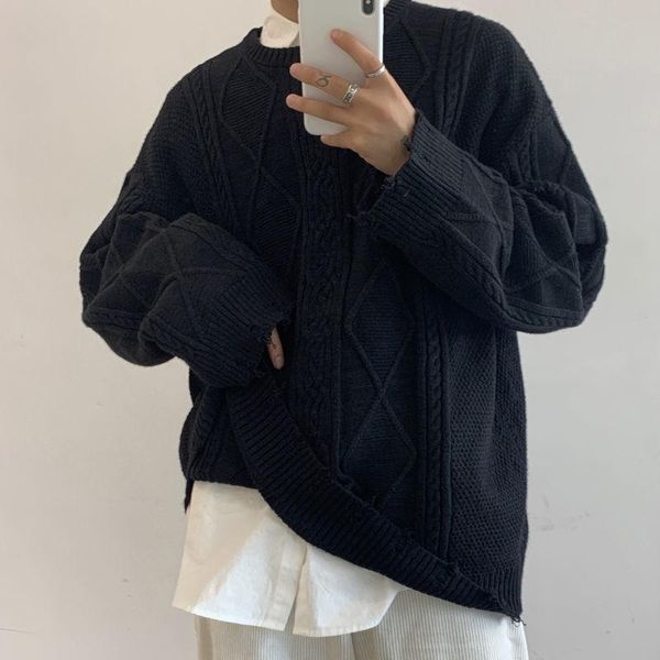 

women's sweaters men's sweater 2021 autumn winter warm pullovers minimalist korean oversize vintage solid ladies jumper harajuku, White;black