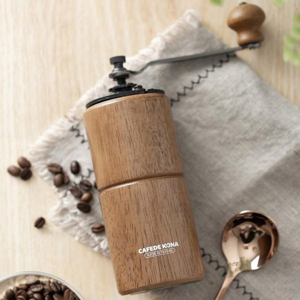 

manual coffee grinders cafede kona round solid wood hand-cranked grinder machine