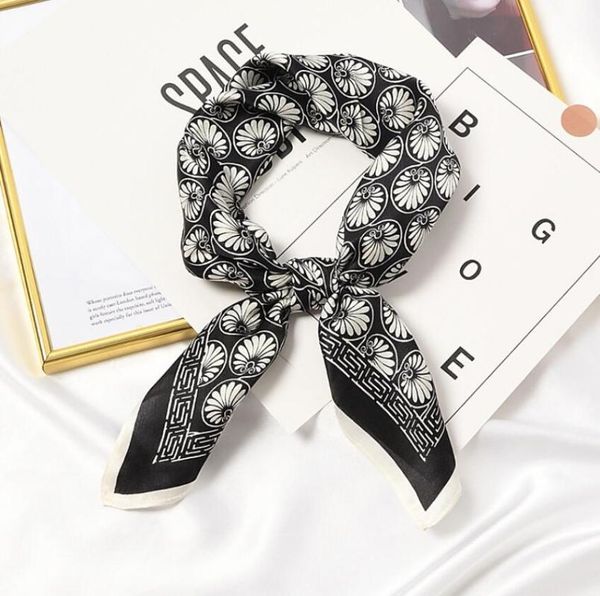 

scarves 2021 small flowers scarf women real silk neck hairband foulard lady square spring bandana kerchief, Blue;gray