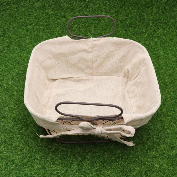 

iron art basket industrial style kitchen snack storage basket picnic bread container