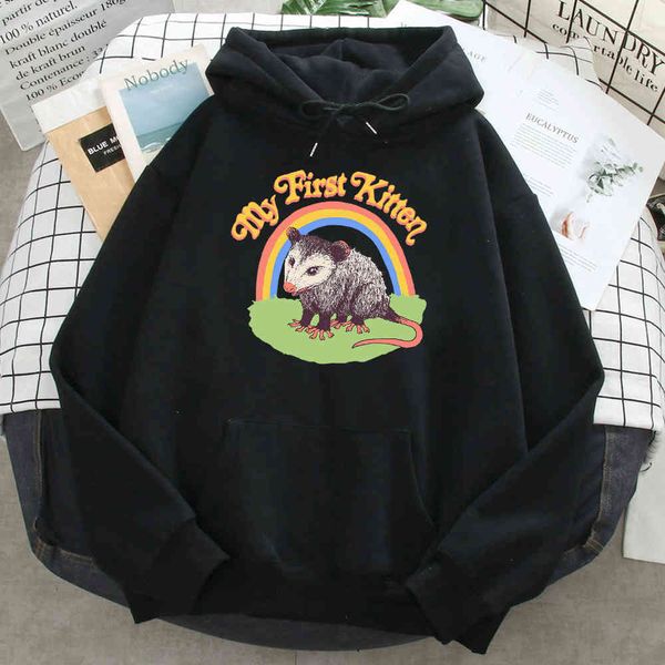 

men's hoodie, mouse pattern, round neck, cartoon, street cloth, harajuku sv, Black