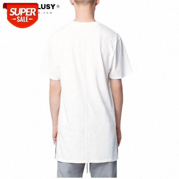 

street wild of god basic round neck short sleeve lengthened men and women bottoming split t-shirt #tg9j, White;black