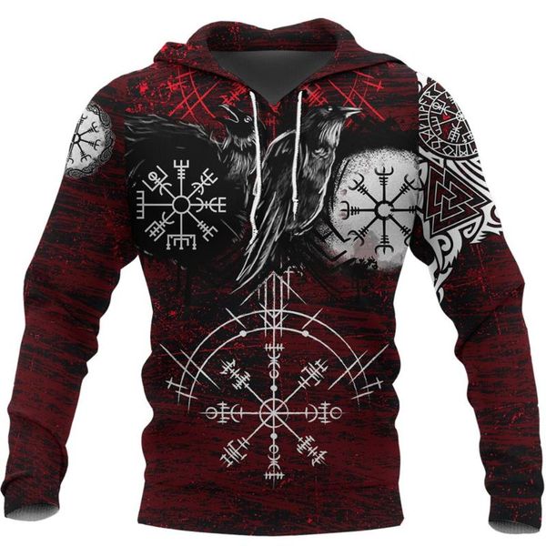 

men's hoodies & sweatshirts of odin and symbol totem 3d print mens hoodie fashion harajuku casual zip sudadera hombre, Black