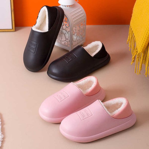 

new waterproof non-slip home slippers winter warm women indoor cotton non-slips ladies soft slippers memory foam couples shoes h0827, Black