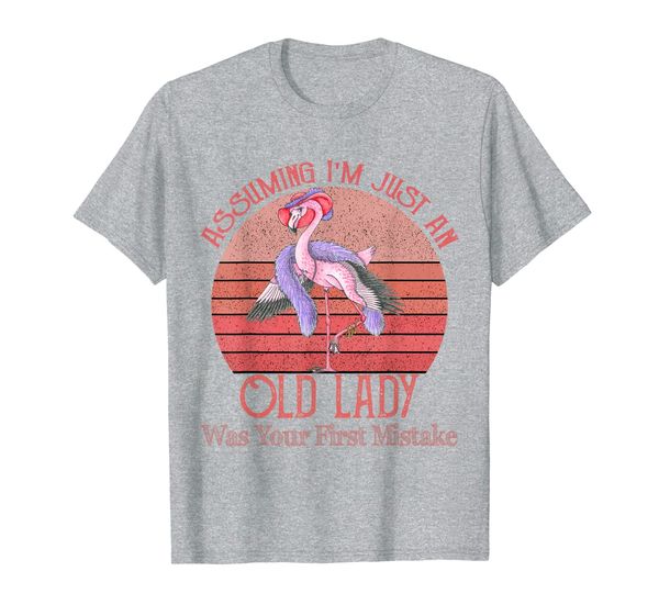 

vintage assuming i'm just an old lady flamingos t-shirt, White;black