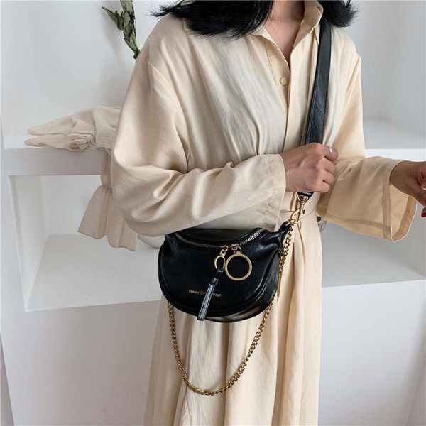 

waist bags france vintage solid color chain fanny pack women crossbody casual fashion all-match pouch chest bag femme