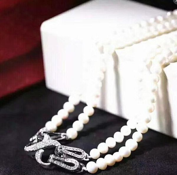 

chains sell 8-9mm freshwater natural pearl necklace, Silver