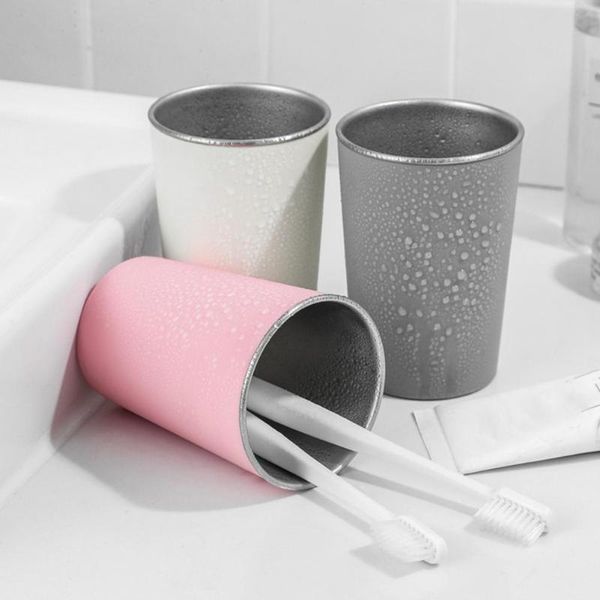 

mugs toothbrush cup high compatibility multi-functional stainless steel nordic style mouthwash for bathroom