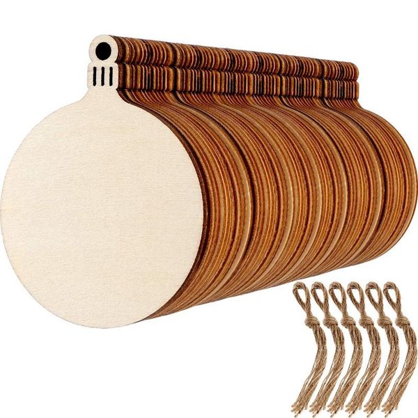 

christmas decorations 60 pieces wooden ornaments round wood slices snowflake angel shape with cords for year chris