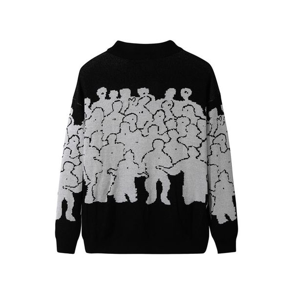 

fashion sweater men cotton embroidery pull homme sweater men clothing korean clothes oversize knitted sweater coats no quit 3xl 201022, White;black