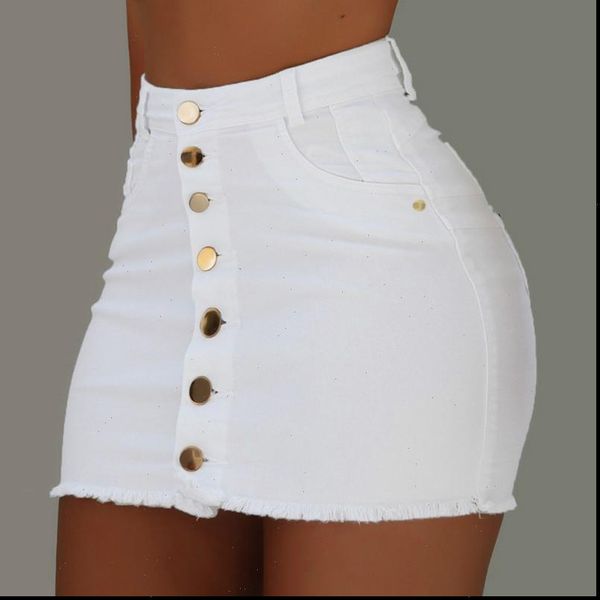 

women button denim jeans bodycon mini skirts strench high waist club skirt summer drop shipping, Black