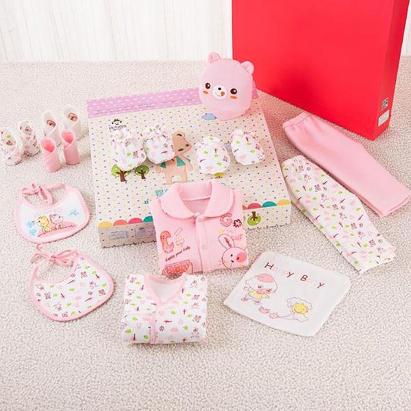 

newborn baby gift clothes set cotton infant girl rompers suits soft autumn clothing without box18pcs/set ykq011a, White
