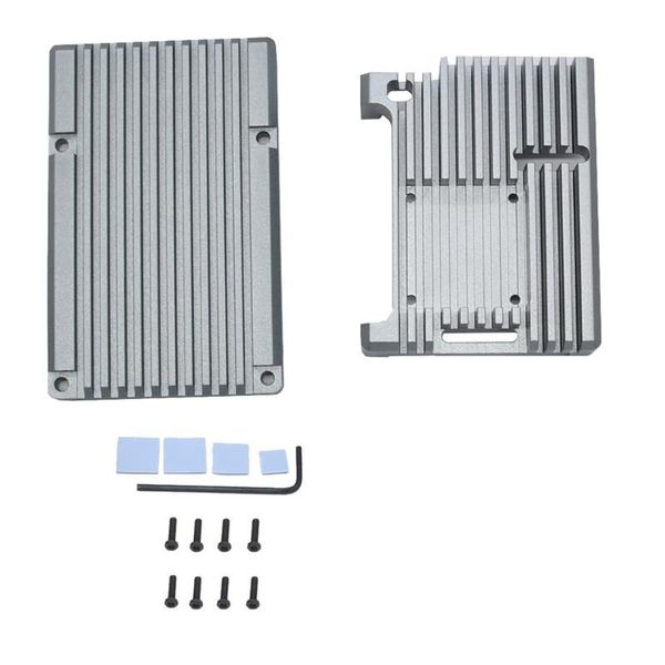 

for raspberry pi 4 model b aluminum case, passive cooling aluminum alloy protective shell metal enclosure for raspberry pi 4 mod