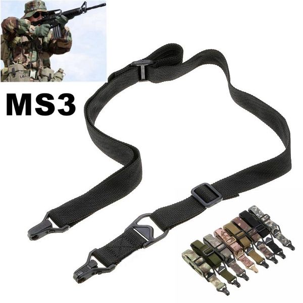 Bolsas para joias, bolsas MS3 Estilingue de arma Rifles táticos Carregam 2 pontos Comprimento ajustável Alça de ombro de nylon multimissão Corda de cinto